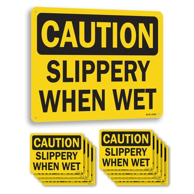 #ad #ad Slippery When Wet OSHA Caution Sign Metal Plastic Or Decal 5 or 10 Pack $212.99
