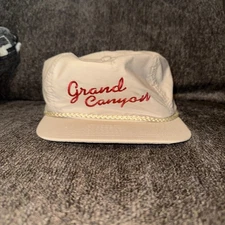 Vintage 1980s Grand Canyon Rope Strap Trucker Flat Brim Hat Cap 