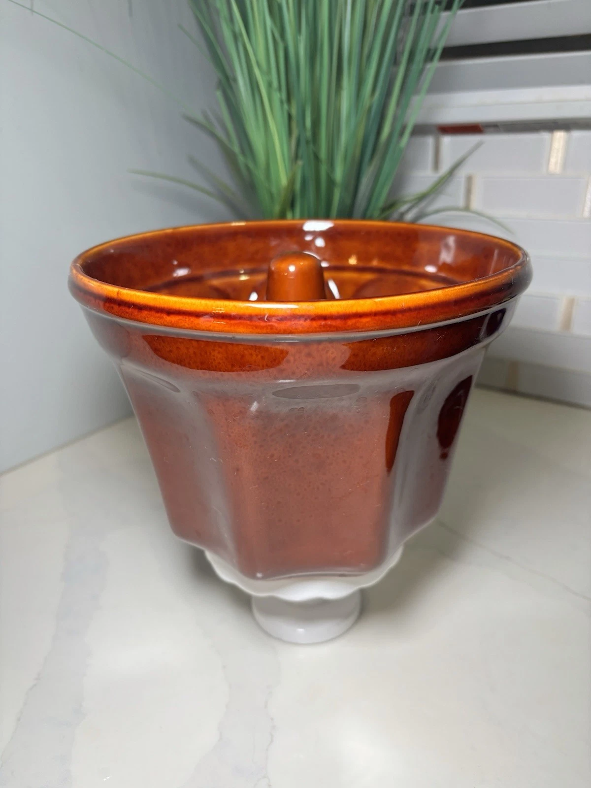 Vintage Williams Sonoma Monkey Bread Mold Brown Glazed Ceramic Baking Pan 8"
