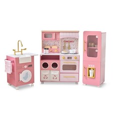 Teamson Kids Little Chef Savannah Wooden Play Kitchen with 3 Modular Pieces