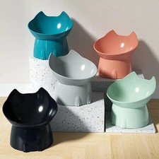 Elevated Cat Bowl Raised Tilted Anti Tip Pet Feeding Dish Neck Care