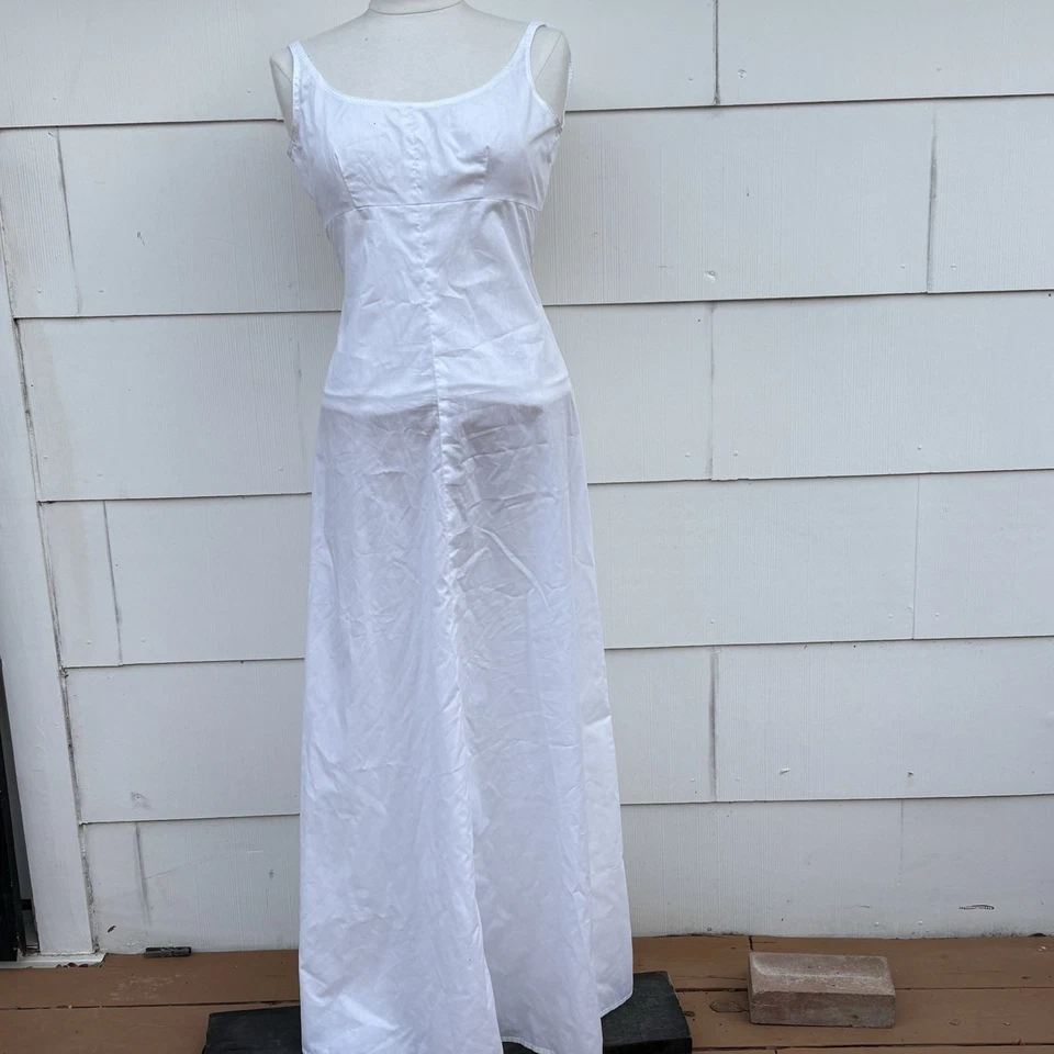 De Colección Hecho a Mano Largo Blanco Slip Granja Camisón S/M ALGODÓN Boho Cottage Vestido Foto 3 de 4