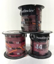 LOT OF 3 SOUTHWIRE 100 FT 14 Gauge THHN Red Solid Copper Wire