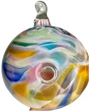 Studio Art Glass 5 Hummingbird Feeder Ornament Orb Multicolor Hanging Garden