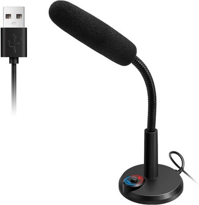 RGB USB Condenser Microphone, Plug & Play Desktop PC Mic with Mute Button, Flexi