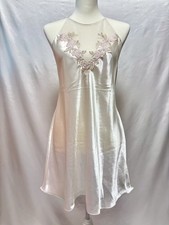 Vintage 1990s Embroidery Lingerie Satin Slip Dress