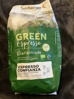 ( MHD 13/02/25 )  Seeberger Kaffeebohnen OVP 1 Kilo Kaffee Bohnen Bio Green