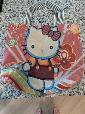 Hello Kitty Flower/Star Embroidery Tote Shoulder Bag