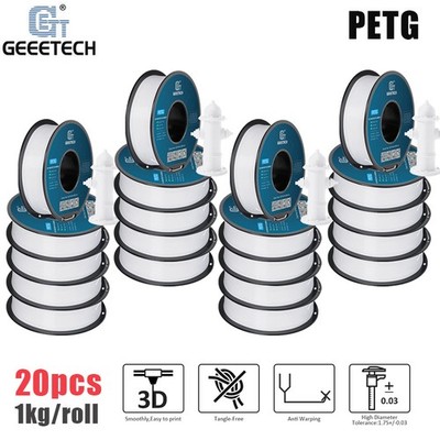20KG White GEEETECH PETG Filament 1.75mm 1kg/Roll Consumables For 3D Printer US