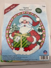 Design Works Plastic Canvas Kit SANTA WITH PRESENTS Christmas Design NIB