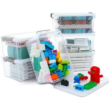 Citylife Small Storage Bins with Lids 3.2 QT Plastic Storage Containers for O...