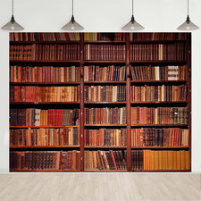 Bookshelf Retro Photography Backdrop, 8X6Ft, Library Read College Themed Party B