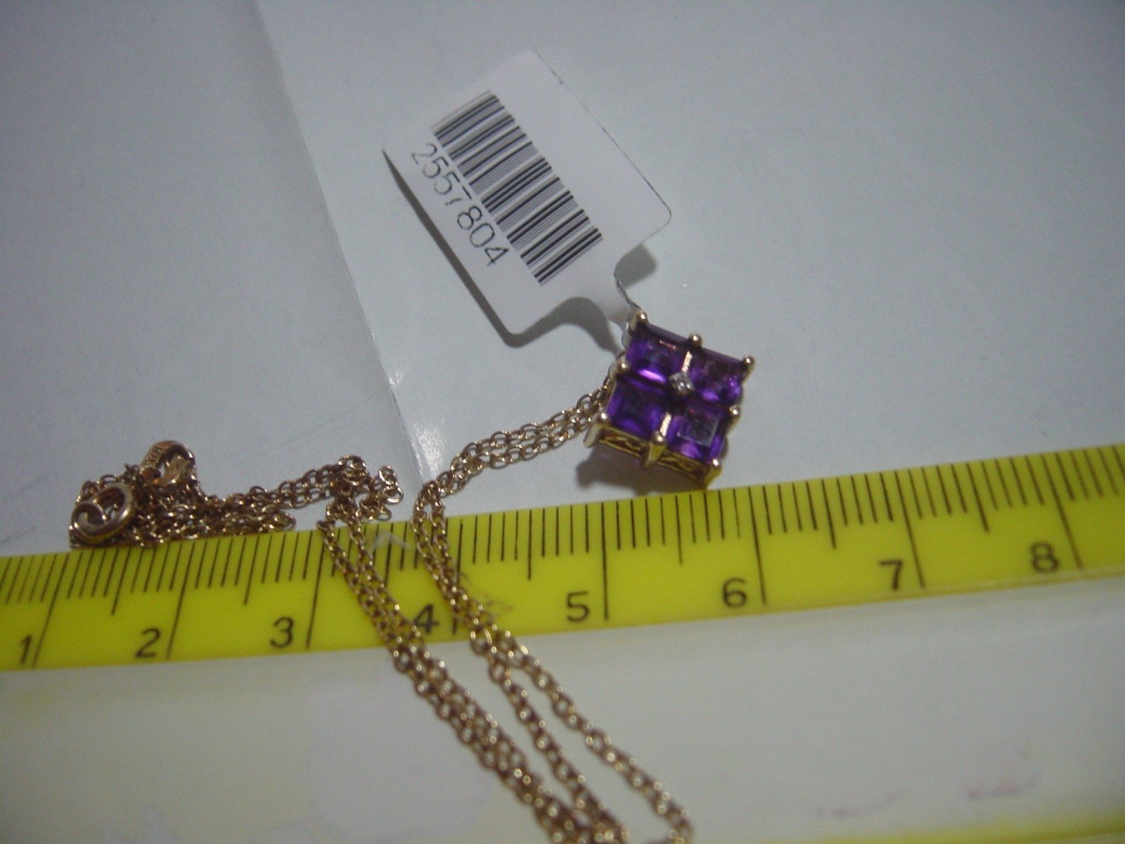 Solid Silver &gp 14" Necklace & Stunning square p… - image 12