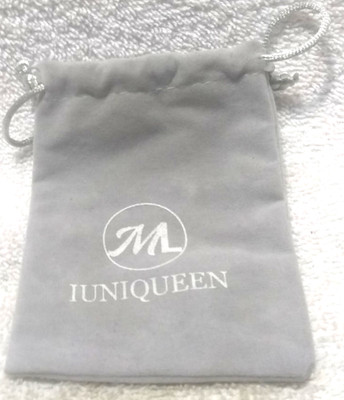 Iuni Queen Jewelry Drawstring Pouch Grey Travel Dust Bag Great Shape