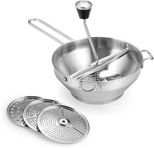 Potato Ricer & Food Mill with 3 Interchangeable Disks, 2-Quart Capacity