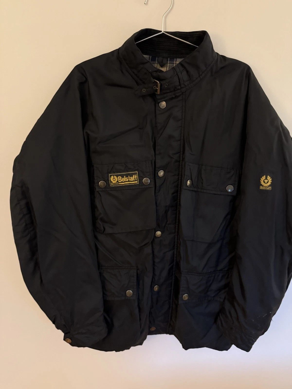 Belstaff XXL men’s black Redford Waxed biker belted England jacket made in Italy