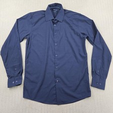 Nautica Shirt Mens 15.5 32/33 Blue Solid Slim Fit Long Sleeve Dress Button Up