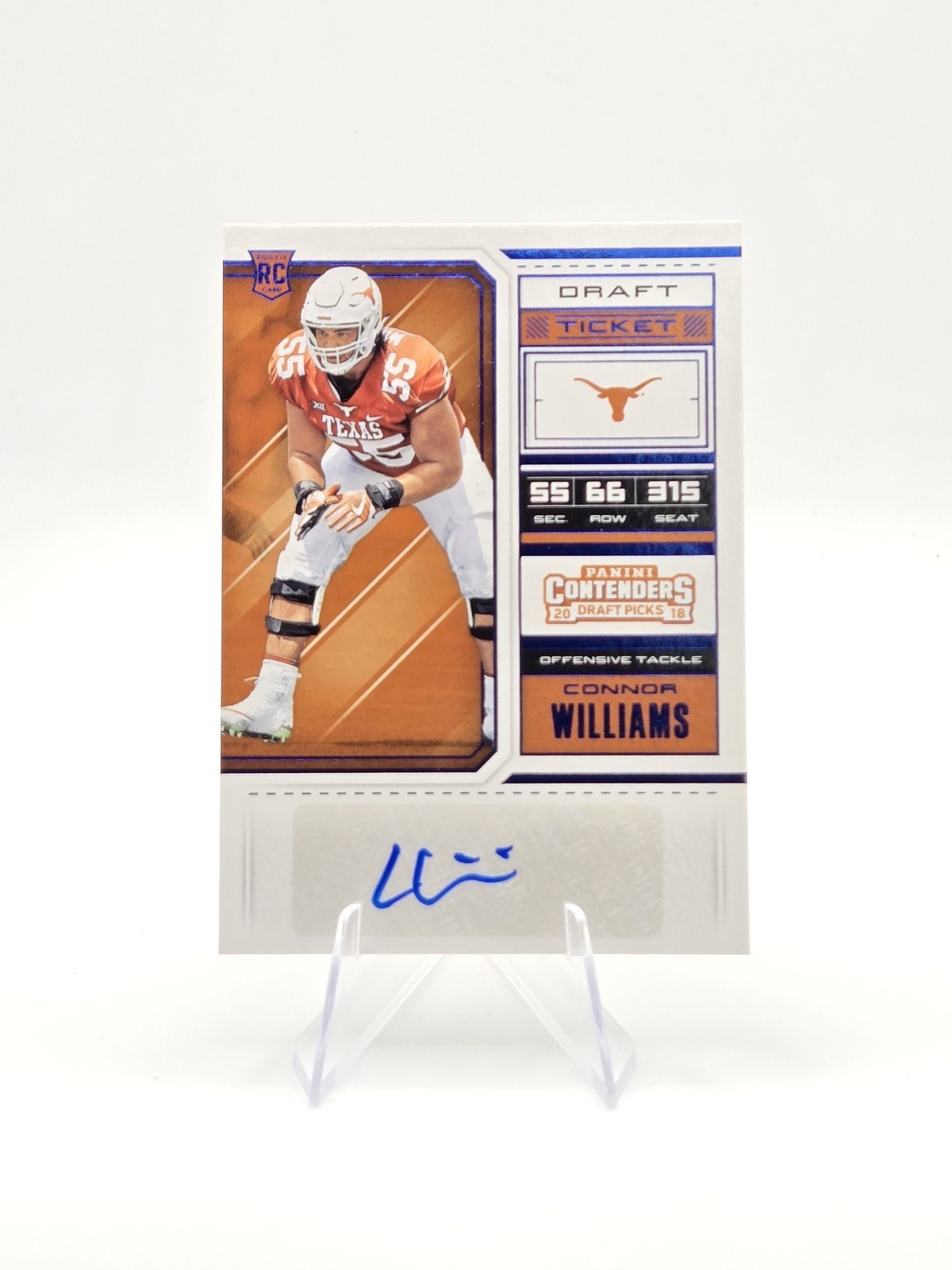 Connor Williams 2018 Panini Contenders Draft Picks RC Auto SP #183