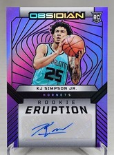 2024-25 Obsidian KJ Simpson Jr Rookie Eruption Purple Flood Auto /49 🔥Hornets 