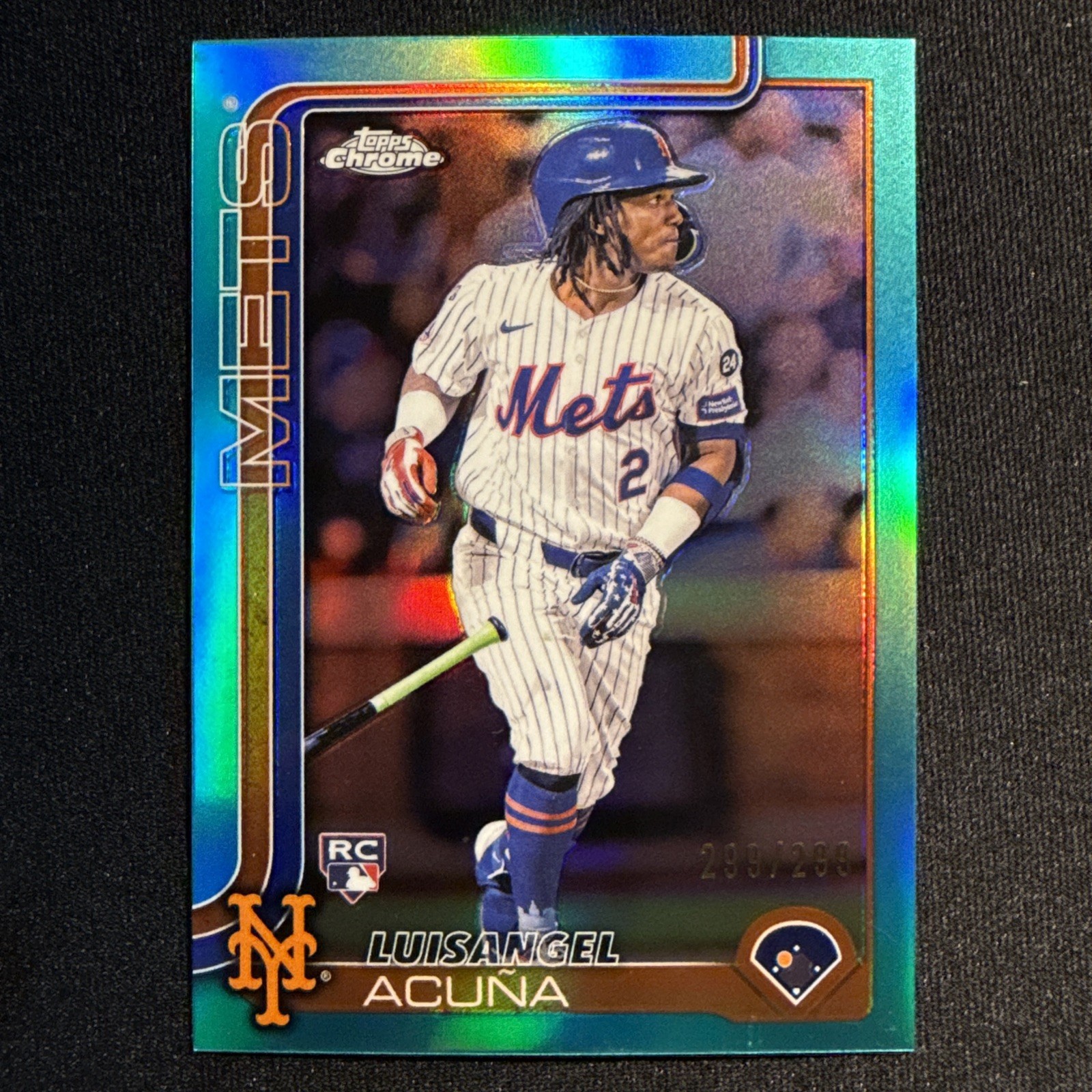 2025 Topps Chrome Luisangel Acuna RC Rookie Teal Refractor /299 LOP #56 Mets