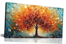  Large Canvas Wall Art Orange Yellow Tree 20L" x 40W" orange yellow tree