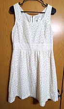 LOFT White Floral Lace A-Line Short Dress Scoop Neck Sleeveless Zip Women 8
