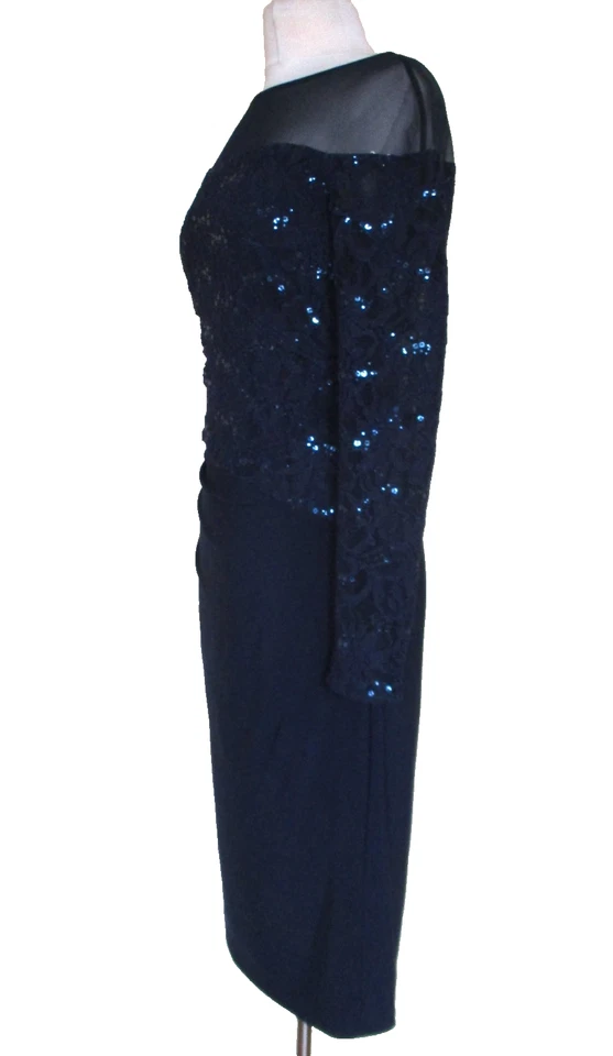 Vestido de noche Ralph Lauren talla 8 para mujer azul marino lentejuelas encaje top Foto 2 de 4