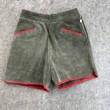 VTG Shorts Boys 24 Green Red Leather Suede Lederhosen Germany Oktoberfest 60s