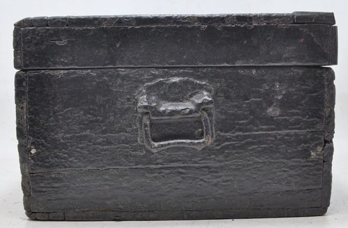 Caja de pecho antigua de madera para grandes comerciantes original antigua hecha a mano - Imagen 6 de 10