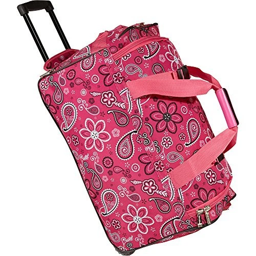 Women Girl's Rolling Wheel Duffle Bag Travel Vacation Luggage 22 Pink  Bandana | eBay
