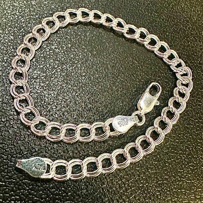Italy 925 Sterling Silver Link Bracelet Charm Men Women 5MM Anklet for Women