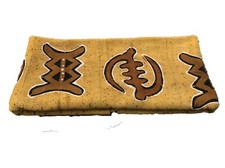 African Large Mustard /Brown Mud Cloth Textile Mali 86" by 60"