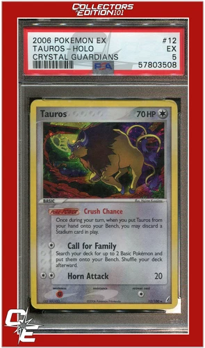EX Crystal Guardians 12 Tauros Holo PSA 5