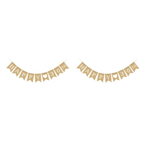 Set of 2 Burlap Banner Retro Decor Party Decoration Supplies Wall