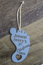 Personalized Baby's 1st Christmas Ornament Keepsake Gift - Footprint