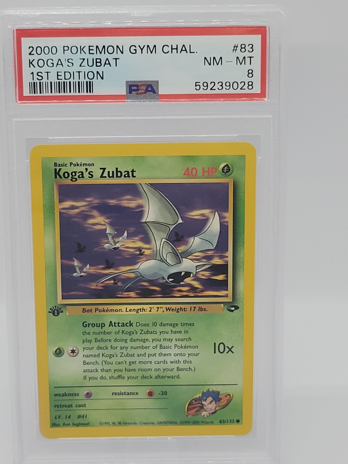 2000 Pokemon Gym Challenge Koga's Zubat #83 PSA 8 - NM - Mint - 1st Edition