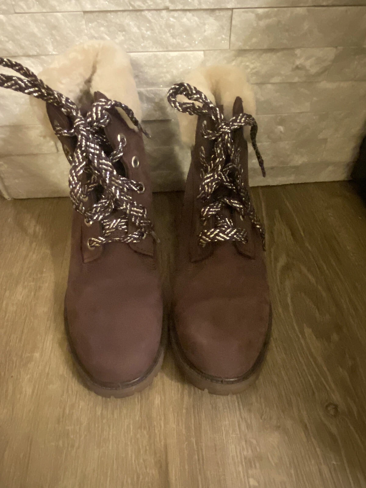 Timberland Stivali Donna 11” Wd Shearling Boo Premium Viola Scuro Nubuck A297Y