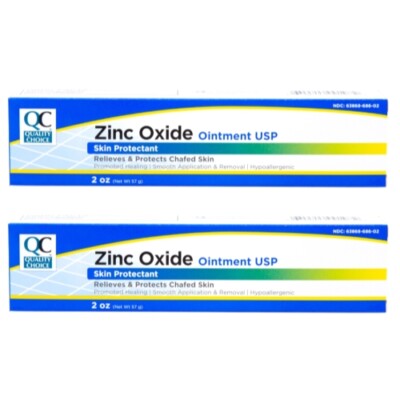 2 Pack Quality Choice Zinc Oxide Ointment 20% Skin Protectant 2 oz Each