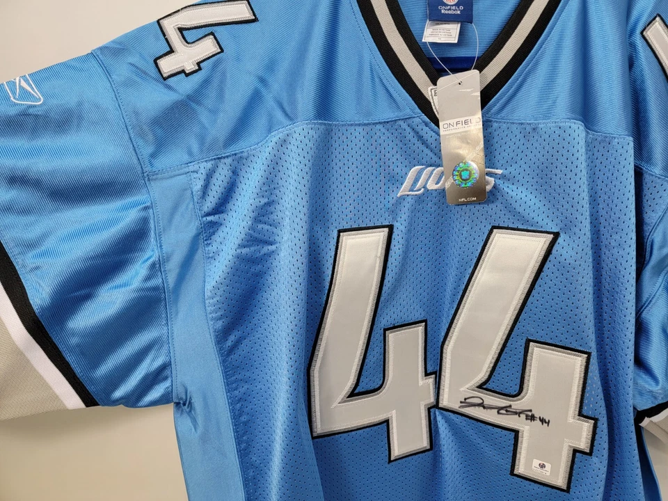 Camiseta de fútbol americano Reebok NFL Detroit Lions Jahvid Best #44 54 firmada nueva con etiquetas certificado GA Foto 2 de 4