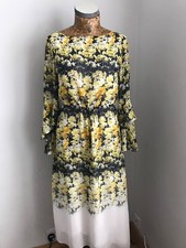 MINT VELVET DRESS Maxi Fit flare UK 8 Chiffon Tuscany Lemon floral boho NEW £119