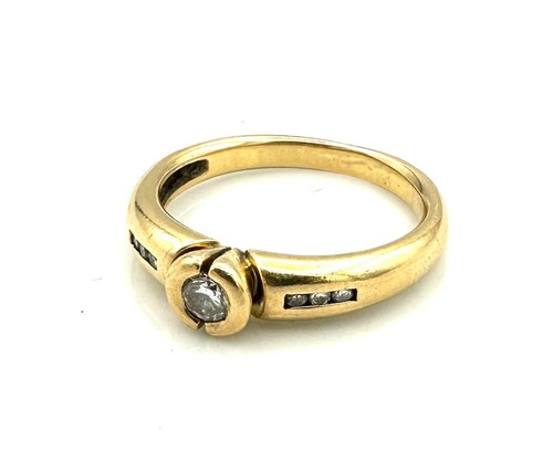 Bague Solitaire En Or Blanc 18 Carats Sertie De Diamants (total 0.15 Carat) - Poids 6.03g - Occasion Magnifique
