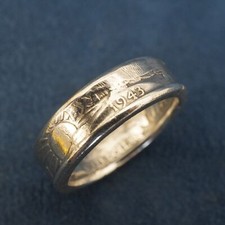1943 Standing Liberty Half Dollar Coin Ring, 90 Silver - Free Shipping USA