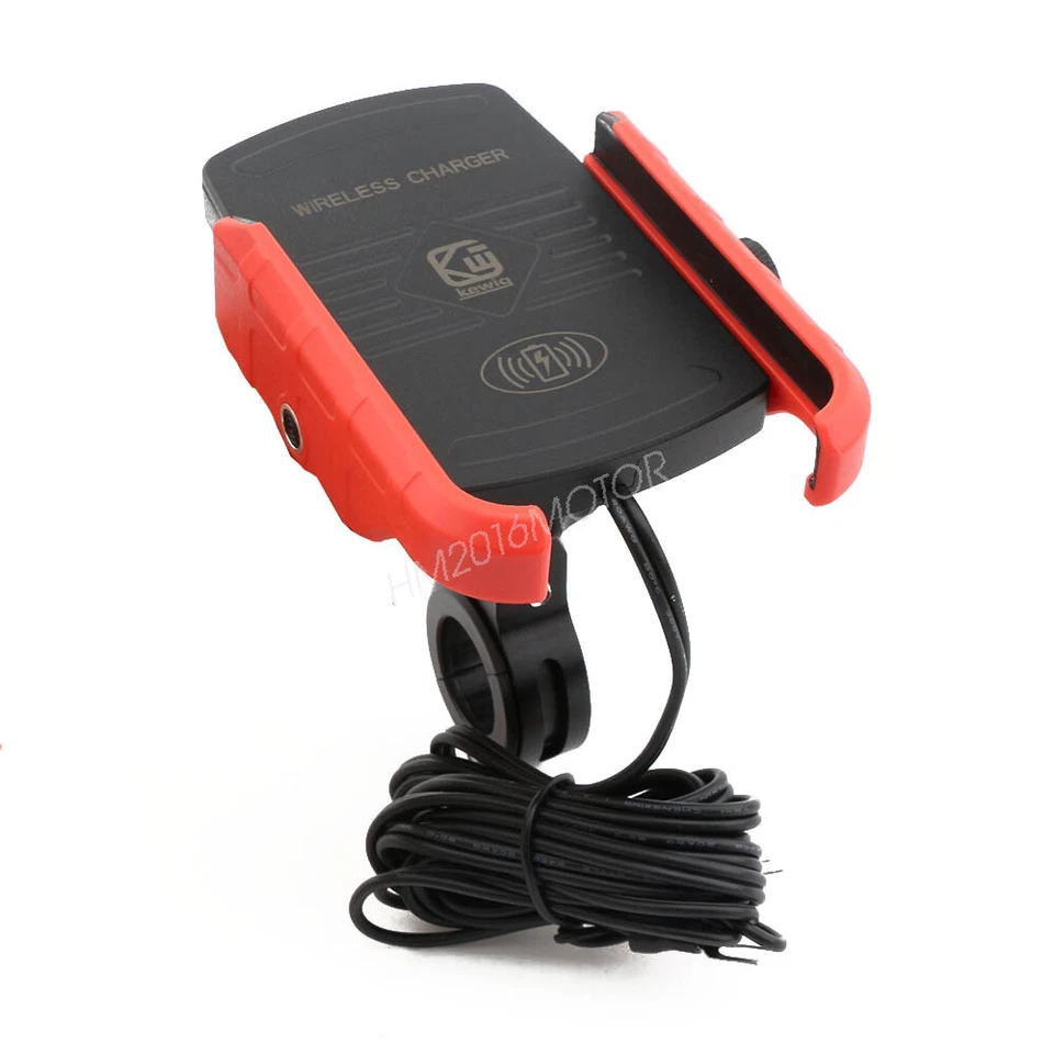 Красный держатель для телефона беспроводное зарядное устройство USB крепление на руль для Harley Davidson США - Изображение 2 из 4