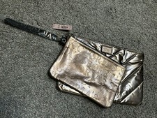 Victoria Secret Makeup/ Cosmetic Bags Set Of Two- Gold