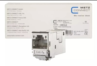 12x METZ CONNECT E-DAT Modul RJ45 Cat.6A Buchse Modulbuchse 130910-Z werkzeuglos