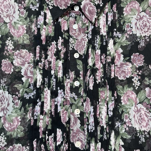 Blusa Top Chelsea & Theodore Mujer 2X Negra Floral Botón 3/4 SL Simi Transparente - Imagen 3 de 12