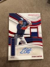 2023 Immaculate #59 Evan Carter Red Prospect (3 Color) Gorgeous Patch & Auto /49