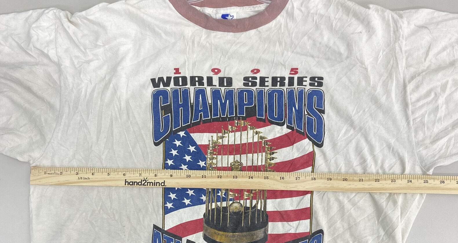 VTG USA 1995 Starter White MLB Atlanta Braves World Series Champs Shirt Mens XL