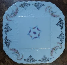 antique KARLSBAD PORCELAIN AUSTRIAN TEA TILE TRIVET Floral Design
