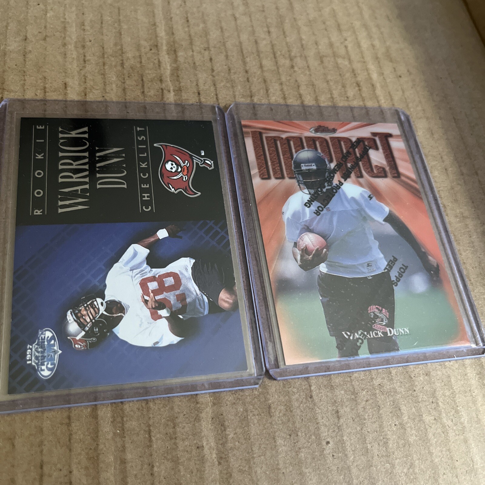 WARRICK DUNN RC 1997 Finest #270 & Score Board Pro Net Gems #100 Bucs Cards (c1)